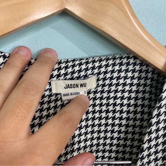 Jason‎ Wu Houndstooth Blazer Wrap Mini Dress Sz Small Black Creme - Picture 3 of 6